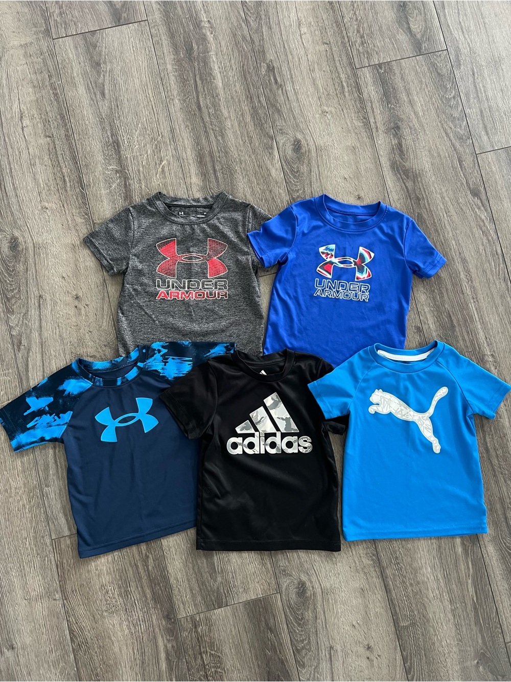 Under Armour Puma Adidas Boys Toddler 2T T-Shirt Lot of 5